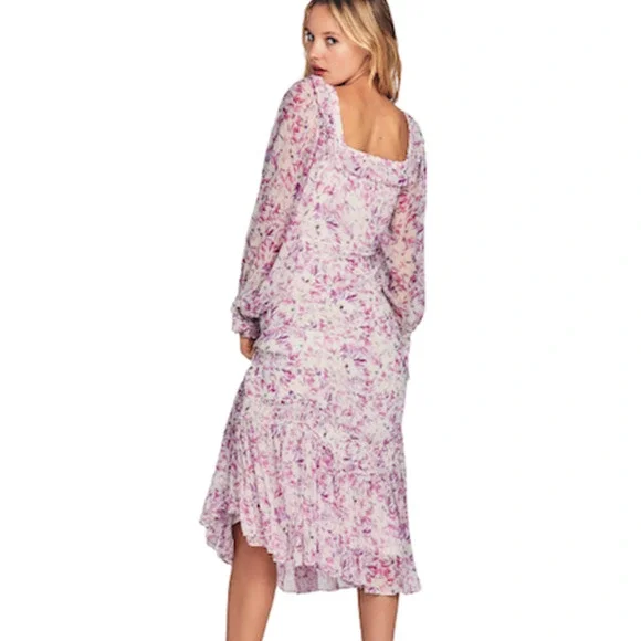 Love Shack Fancy Magenta Starlight Julio Silk Midi Dress Size XXS - Picture 2 of 13